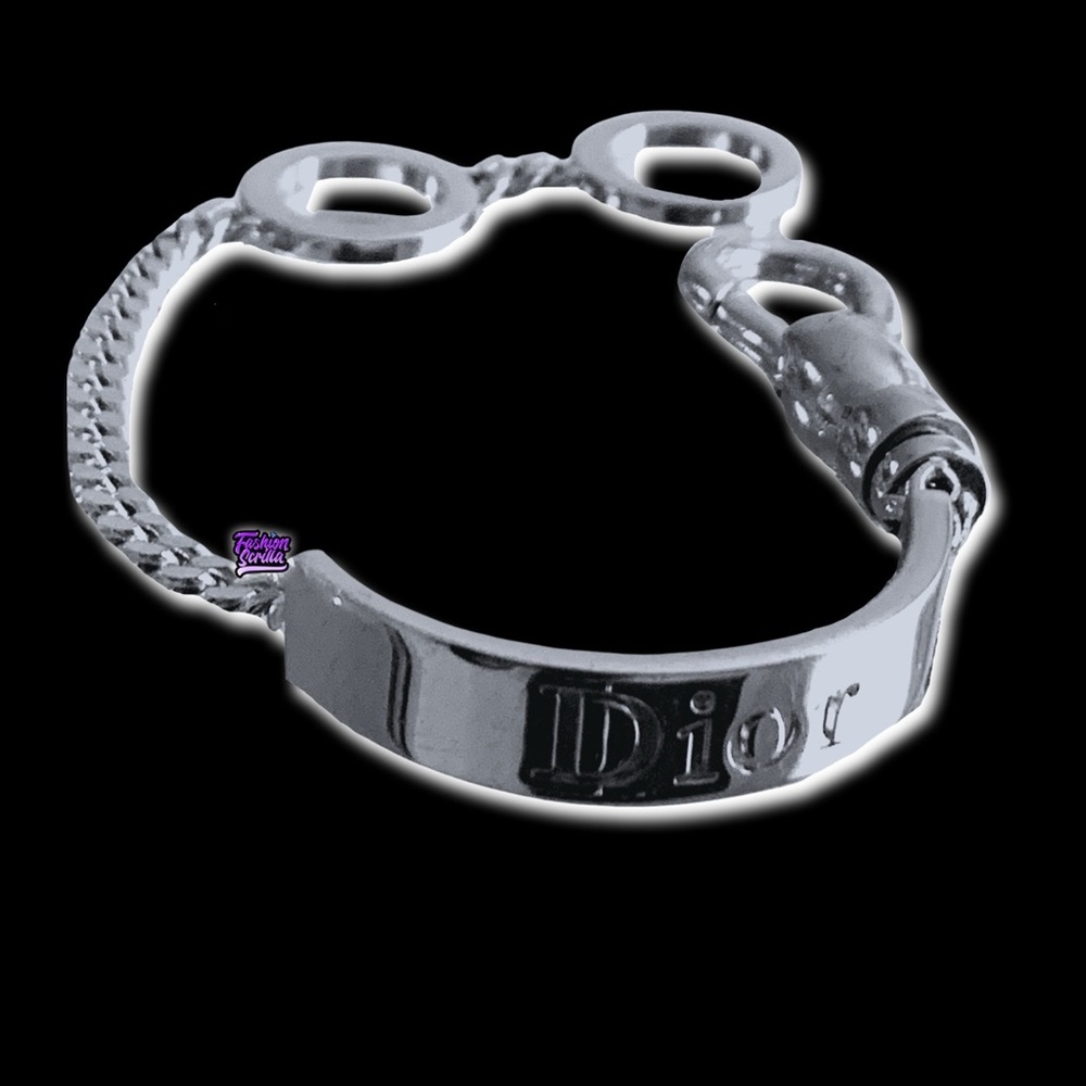Vintage Dior John Galliano Vintage Silver Logo Cuban Link ID Runway Bracelet - Picture 1 of 16